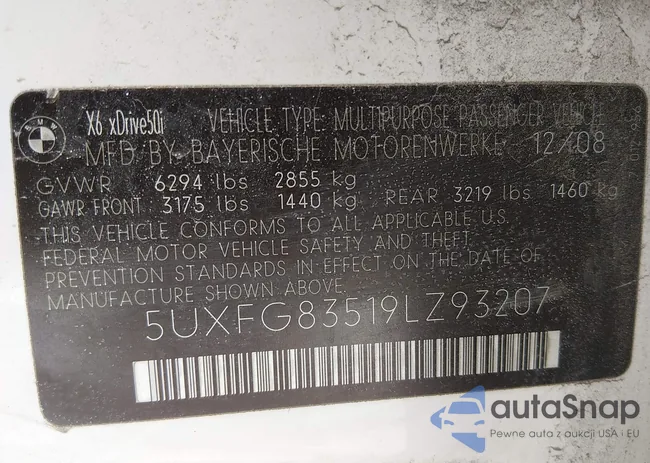 5UXFG83519LZ93207: 44278199