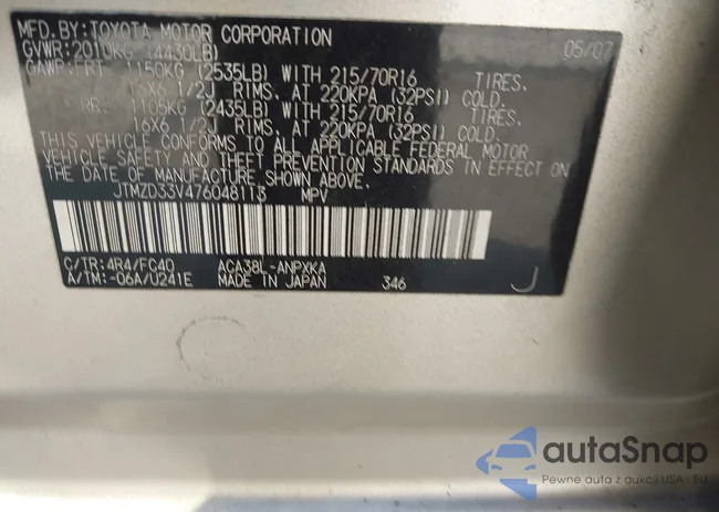 JTMZD33V476048113: 44278305