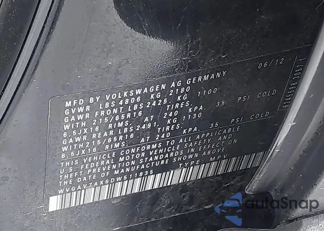 WVGAV7AX6DW511835: 44278545