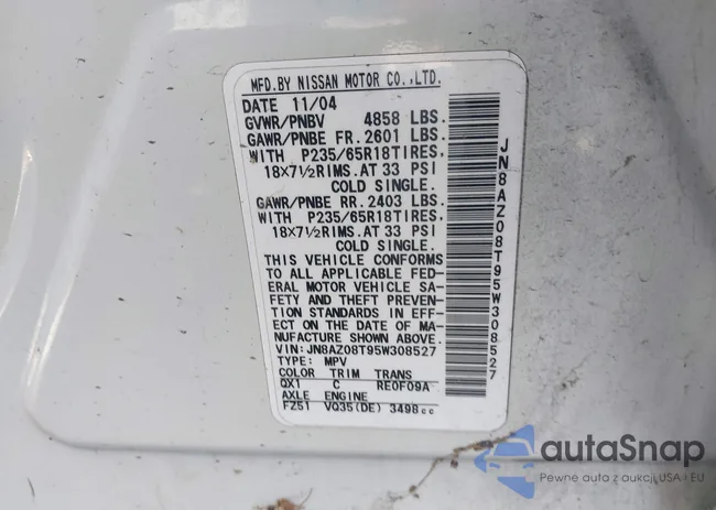 JN8AZ08T95W308527: 44278564