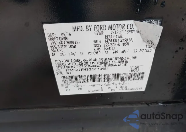 1FM5K7FH2GGD13084: 44277922