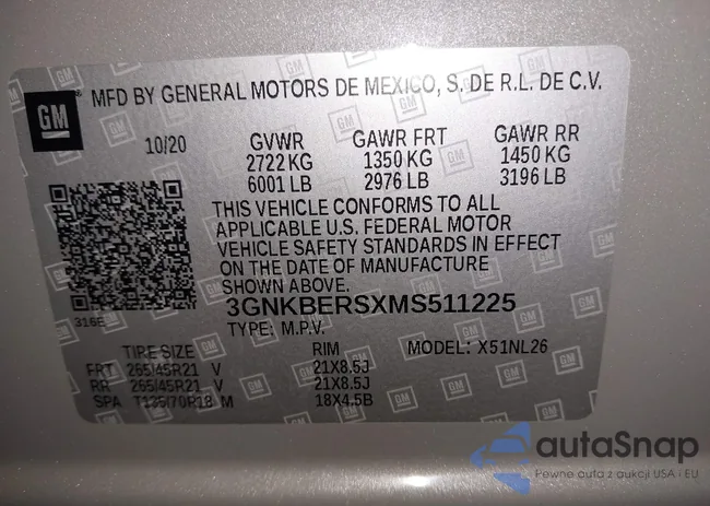 3GNKBERSXMS511225: 44278079