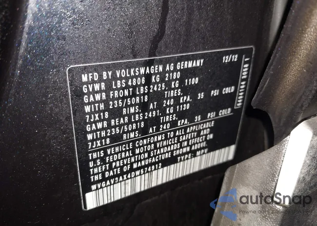 WVGAV3AX4DW574912: 44279135