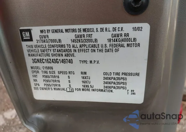 3GNEC16Z43G149740: 44279204