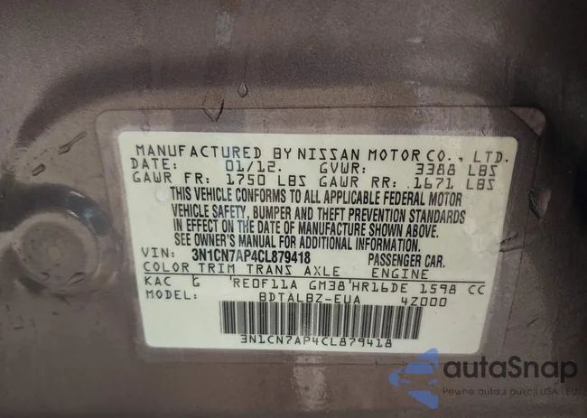 3N1CN7AP4CL879418: 44279288