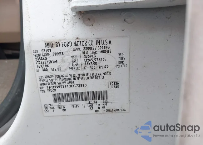 1FTNW21P13EC73810: 44279367