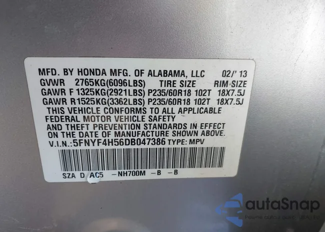 5FNYF4H56DB047386: 44279507