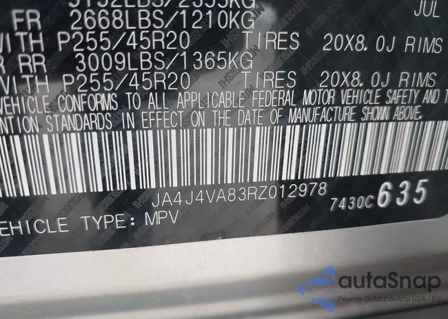 JA4J4VA83RZ012978: 44279586