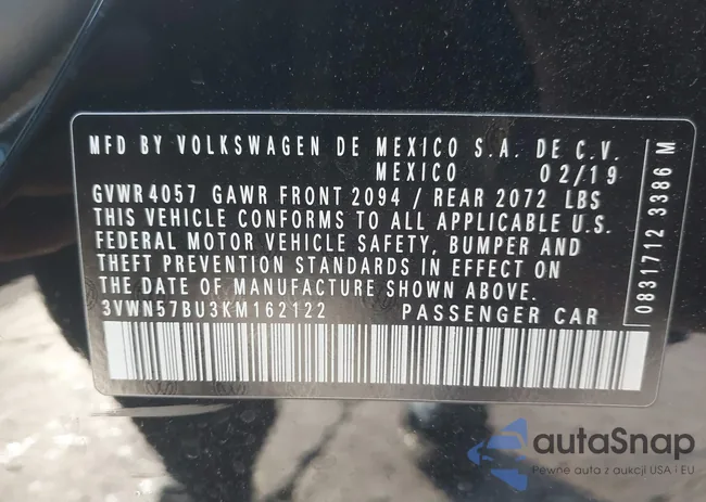 3VWN57BU3KM162122: 44278862