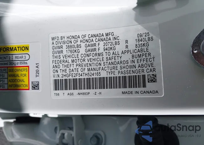 2HGFE2F54TH524165: 44279024