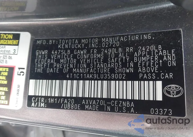 4T1C11AK9LU359002: 44279077