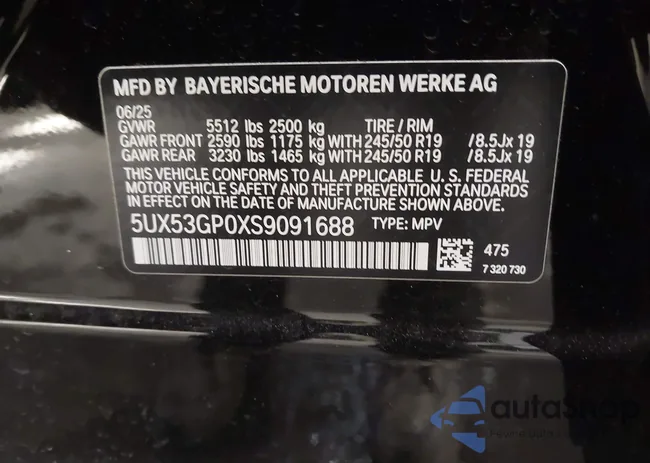 5UX53GP0XS9091688: 44280113