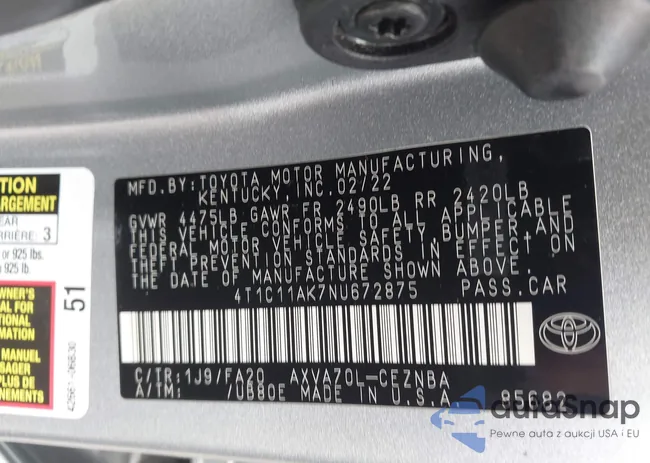 4T1C11AK7NU672875: 44280258