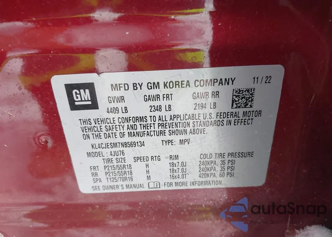 KL4CJESM7NB569134: 44279670