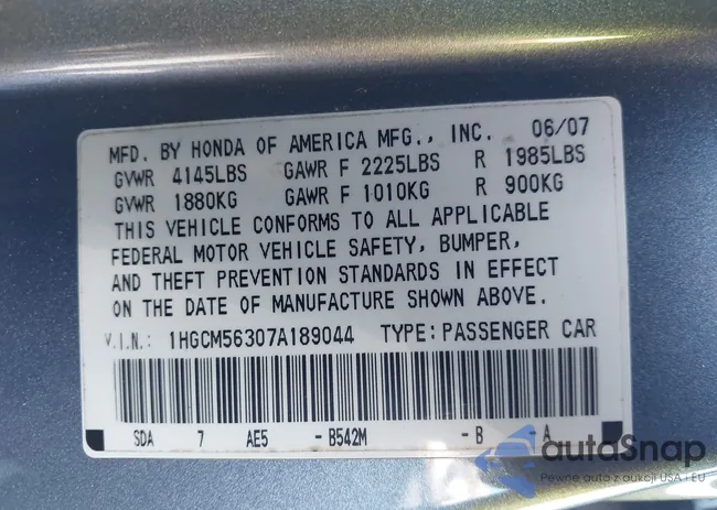 1HGCM56307A189044: 44279886