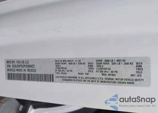 3C6LRVPG3PE589427: 44281093