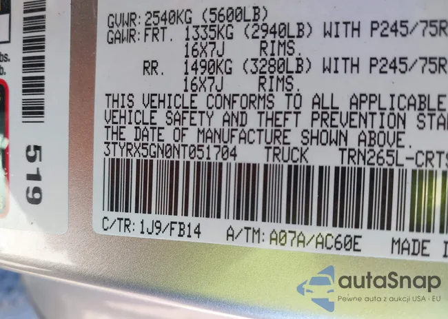 3TYRX5GN0NT051704: 44281119