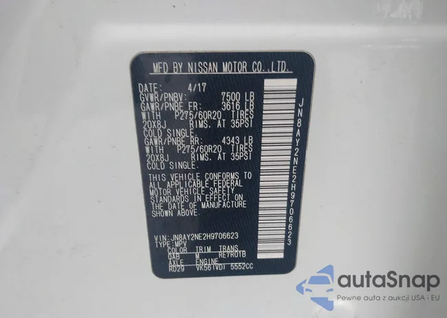 JN8AY2NE2H9706623: 44281147