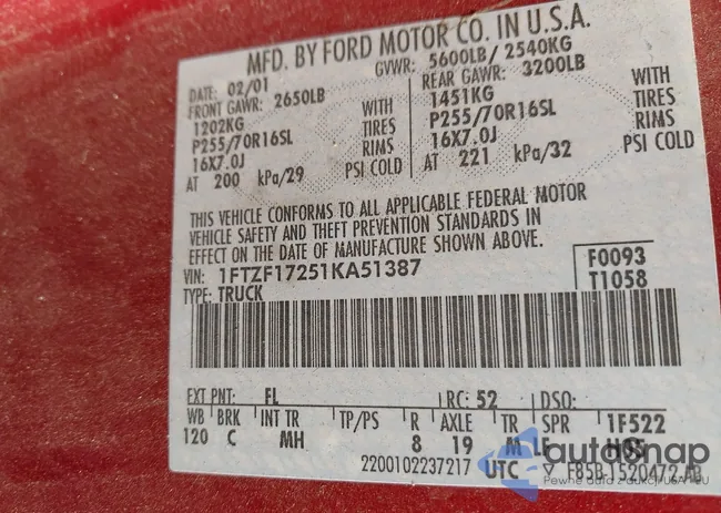 1FTZF17251KA51387: 44281151