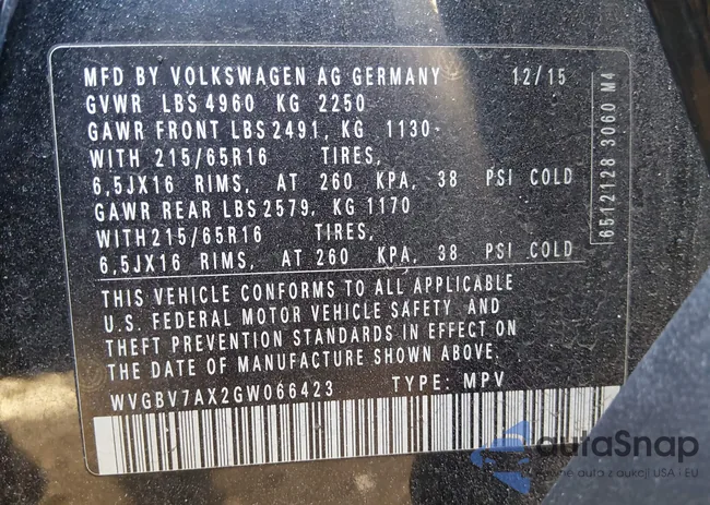 WVGBV7AX2GW066423: 44281160