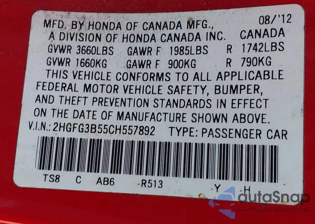 2HGFG3B55CH557892: 44281304