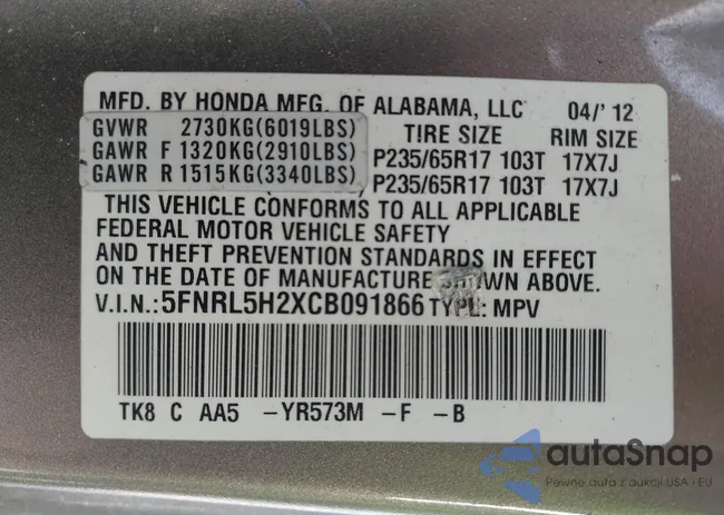 5FNRL5H2XCB091866: 44281380