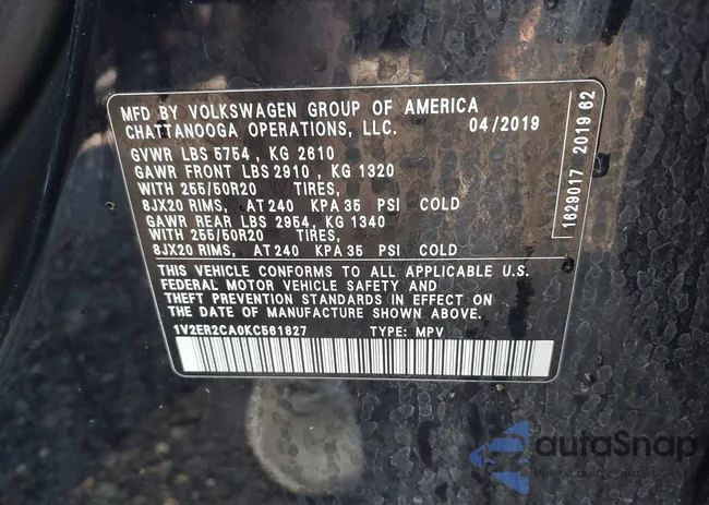 1V2ER2CA0KC561827: 44281453