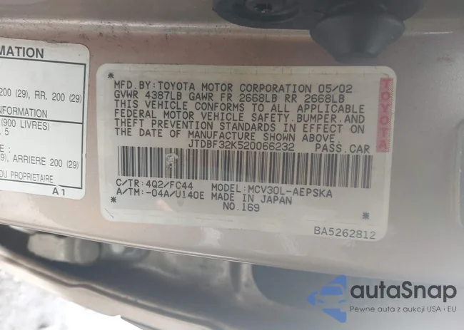 JTDBF32K520066232: 44281608