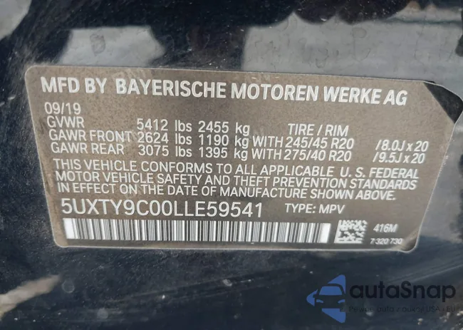 5UXTY9C00LLE59541: 44281624