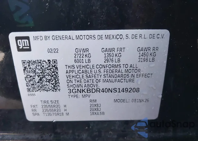 3GNKBDR40NS149208: 44280887
