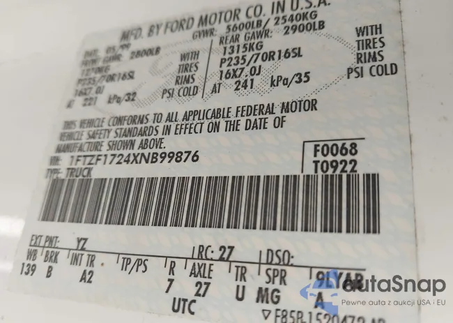 1FTZF1724XNB99876: 44280906