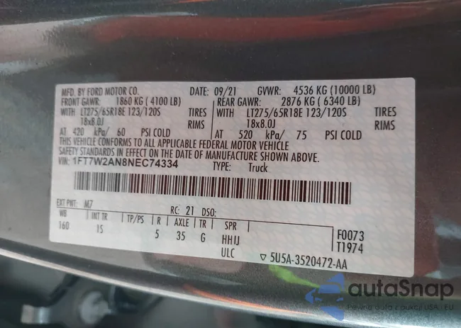 1FT7W2AN8NEC74334: 44282216