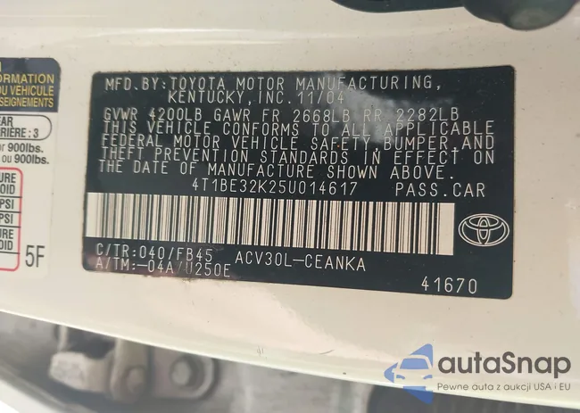 4T1BE32K25U014617: 44282322