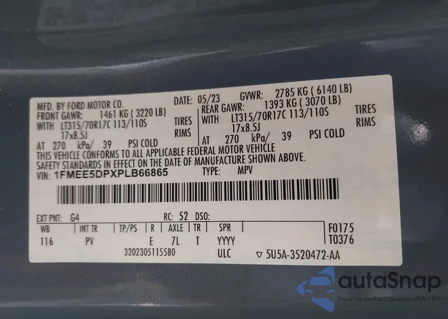 1FMEE5DPXPLB66865: 44282515