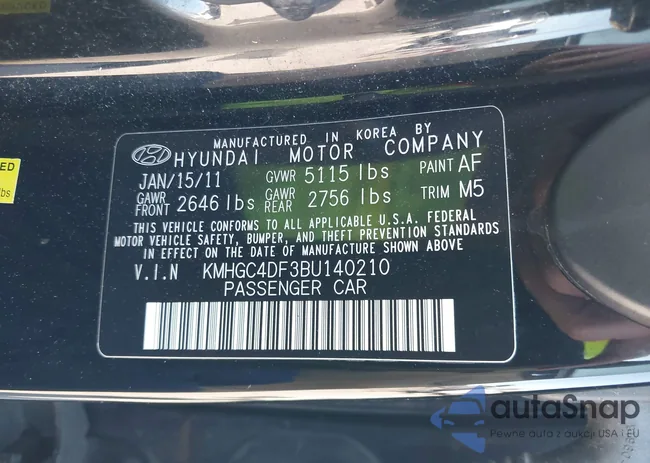 KMHGC4DF3BU140210: 44282547