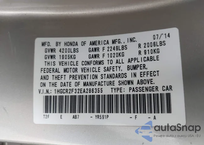 1HGCR2F32EA286355: 44282572