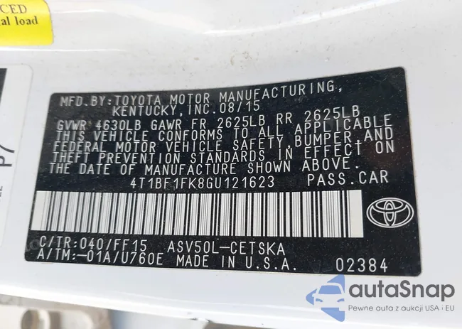 4T1BF1FK8GU121623: 44282600