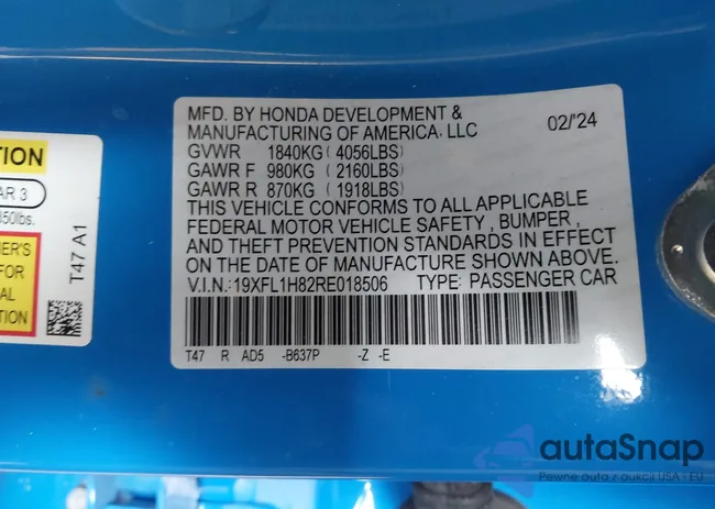 19XFL1H82RE018506: 44281667