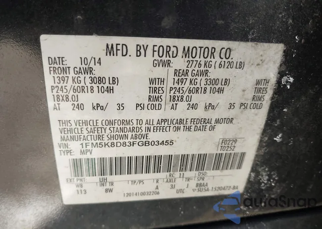 1FM5K8D83FGB03455: 44281696