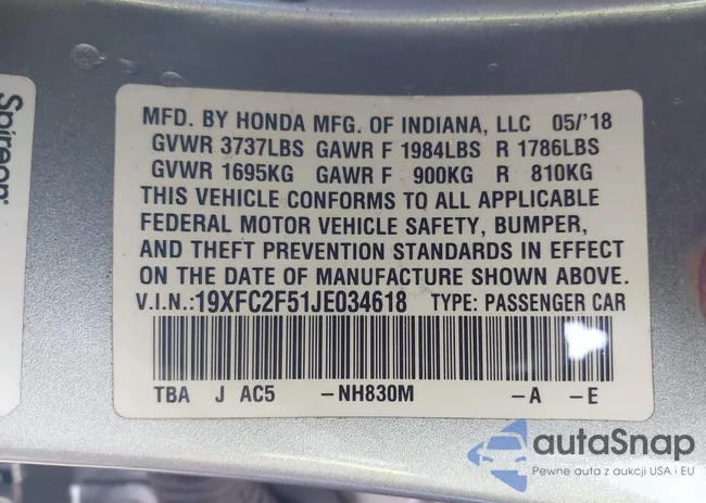 19XFC2F51JE034618: 44281785