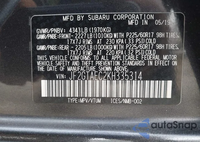 JF2GTAEC2KH335314: 44282033