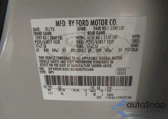 2FMDK3GC8DBB70345: 44283172