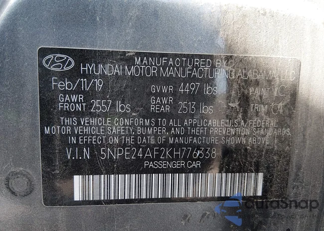 5NPE24AF2KH776338: 44283246