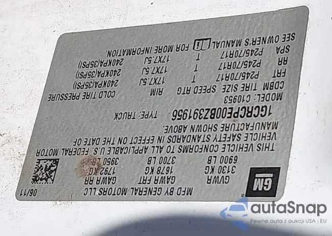 1GCRCPE00BZ391956: 44283277