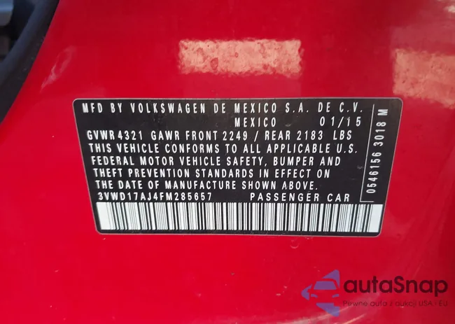 3VWD17AJ4FM285657: 44283285