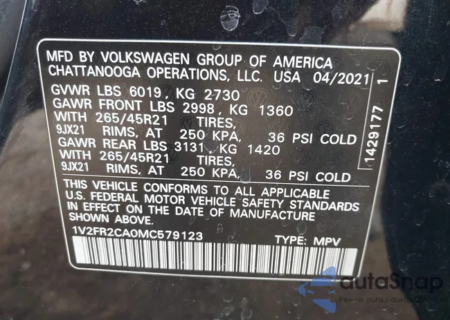 1V2FR2CA0MC579123: 44282905