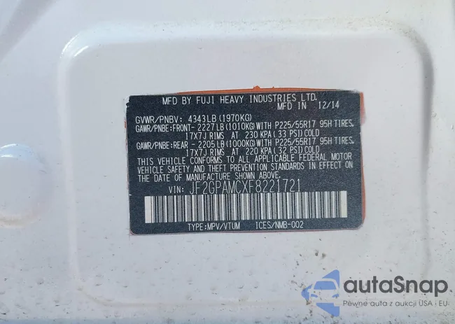 JF2GPAMCXF8221721: 44282926