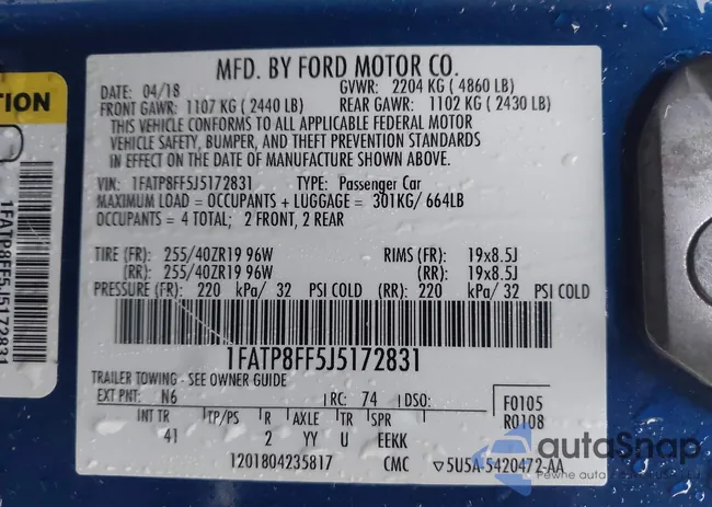 1FATP8FF5J5172831: 44282964