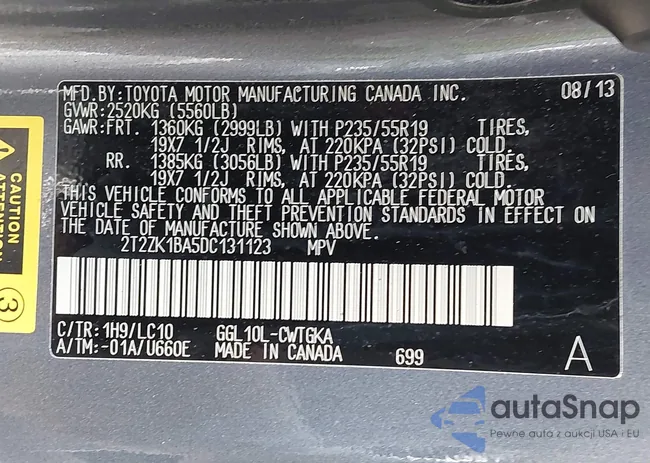 2T2ZK1BA5DC131123: 44283017