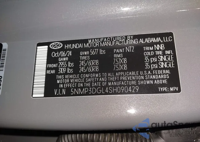 5NMP3DGL4SH090429: 44284122